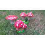 Enfeite de Jardim - Kit com 3 Cogumelos em Cerâmica
