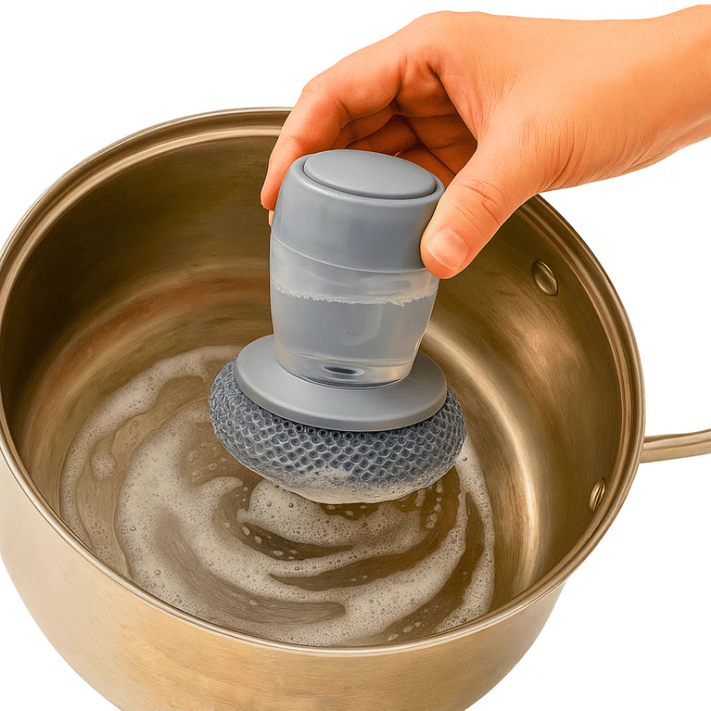 Escova de Louça/Panela De Aço com Dispenser Recipiente para Detergente.
