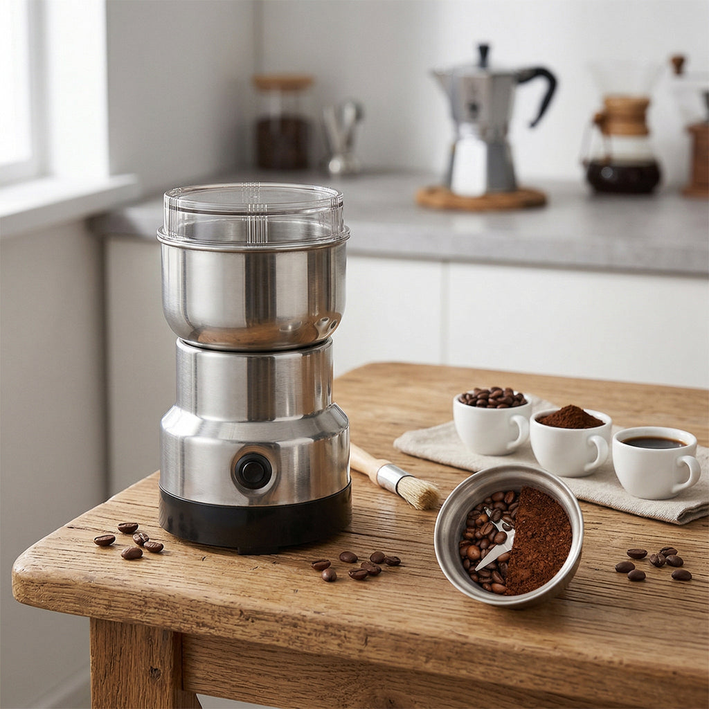 MOEDOR GOURMET DE CAFÉ E GRÃOS MULTIFUNCIONAL EM AÇO INOX