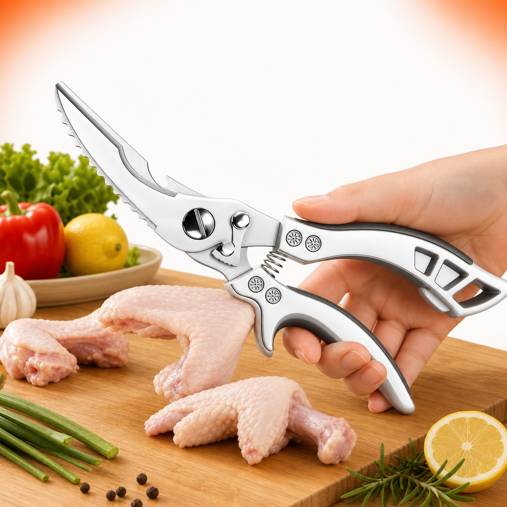 TESOURA DE COZINHA TRINCHANTE MULTIUSO ULTRA RESISTENTE EM AÇO INOX