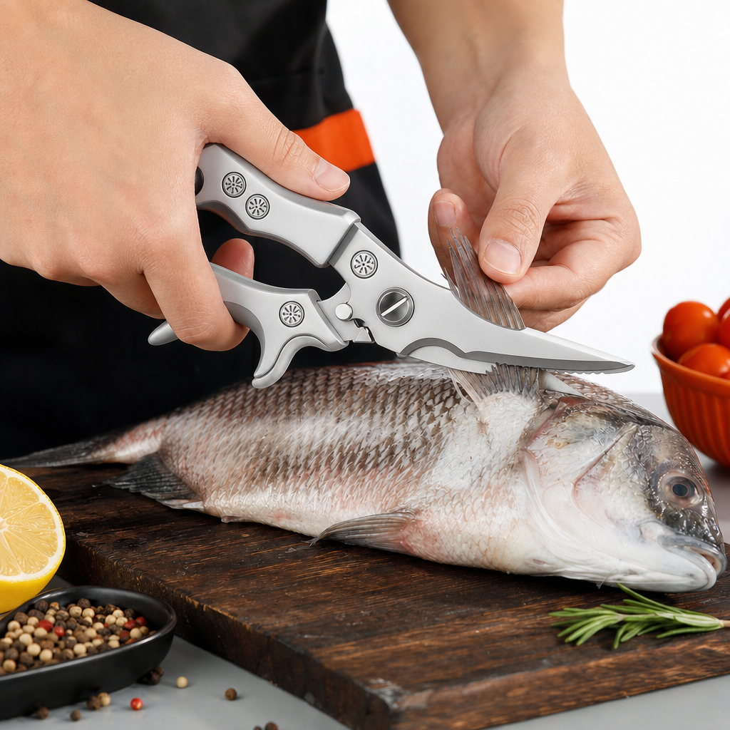 TESOURA DE COZINHA TRINCHANTE MULTIUSO ULTRA RESISTENTE EM AÇO INOX