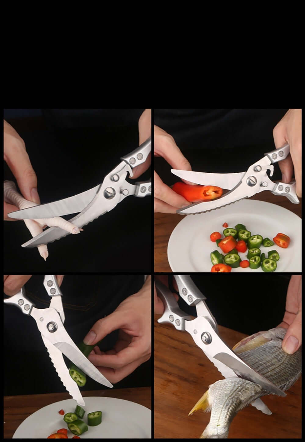 TESOURA DE COZINHA TRINCHANTE MULTIUSO ULTRA RESISTENTE EM AÇO INOX