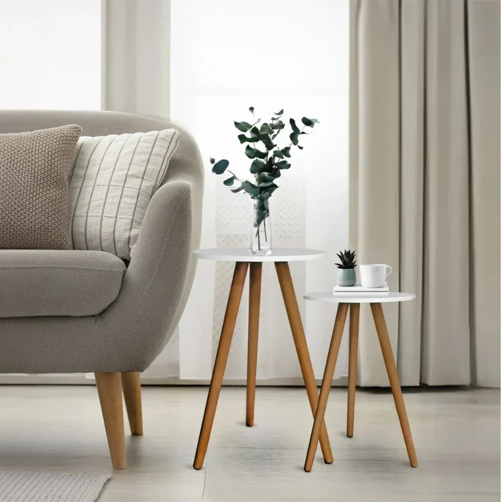 Kit com 2 Mesas Laterais Redondas - Canto de Sofá