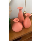 Trio de Vasos Garrafa de Cerâmica Decorativos