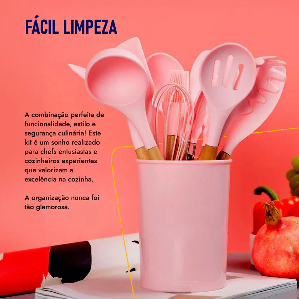 Kit Utensílios de Cozinha em Silicone